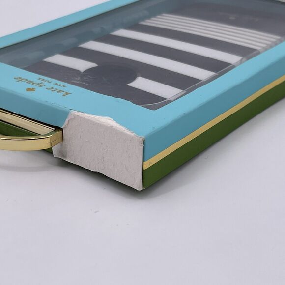 Kate Spade NY Hardshell Cell Phone Case Moto Z Droid Black White Gold Stripes - Picture 9 of 10